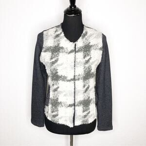 Dolan gray and cream mixed knit full zip jacket size Small